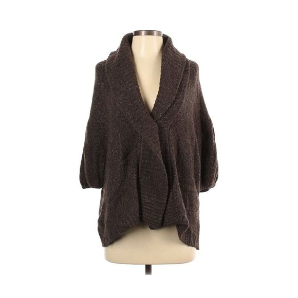BCBGMAXAZRIA Brown Wool Button Shawl Collar Oversized Cardigan Women's XS/S Boho - Picture 1 of 6